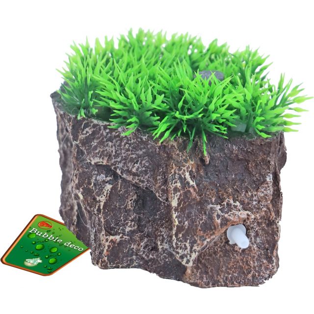 Boon Aqua Deco Plastic Green Moss op rots met Uitstromer 12x9 cm  OP=OP