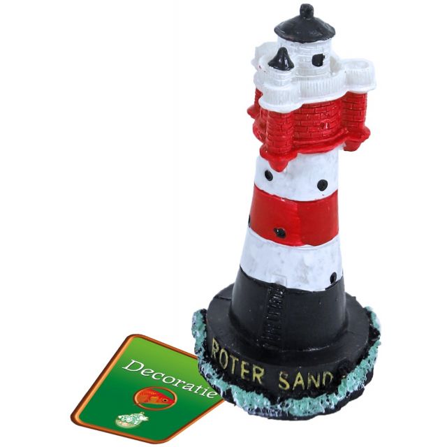 Boon Aqua Deco Ornament Polyresin Vuurtoren Rond Rood/Wit -11 cm