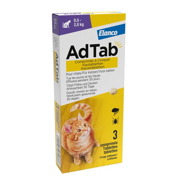 AdTab Kauwtablet voor Katten (0.5-2.0 kg) 3 tabletten  