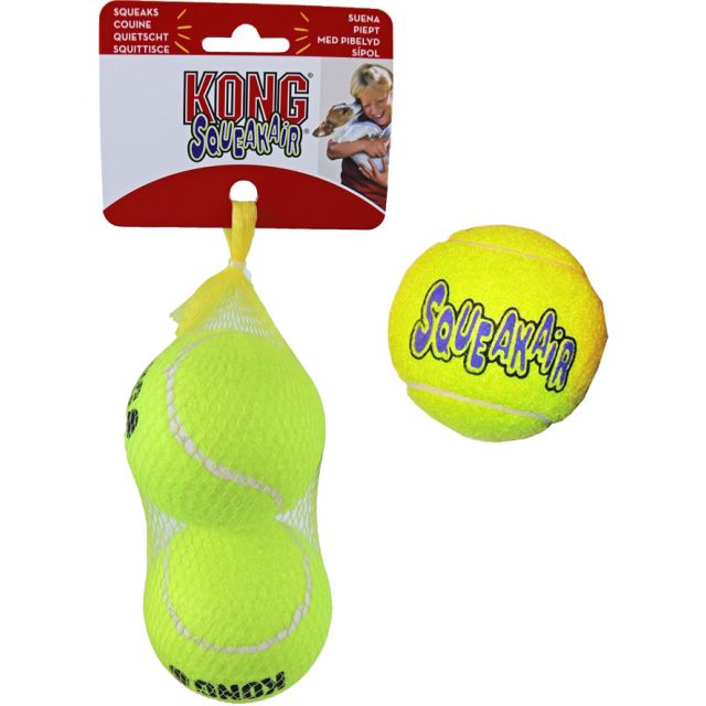 KONG Hond Squeakair Met Piep Large, Net à 2 Tennisballen. (Ø 7,5 cm)