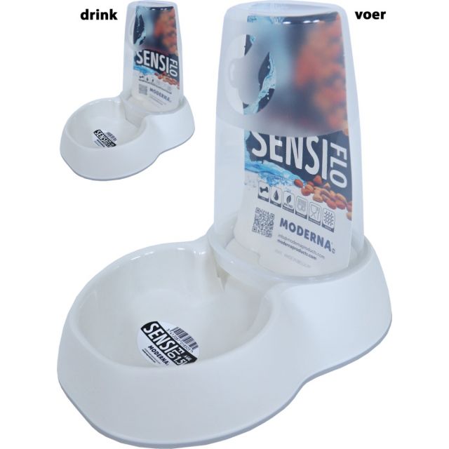 Moderna Drink-/Voerfontein Sensi Flo Plastic 1.5 liter, Soft wit