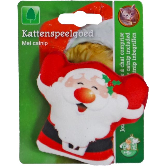 Xmas Kat Speelgoed Kerstman+Catnip Rood/Wit- 9cm 