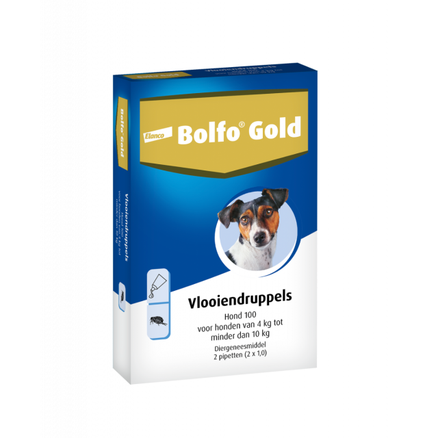 Bolfo Gold Hond 100 4 tot 10 kg Vlooiendruppels - 2 Pipetten