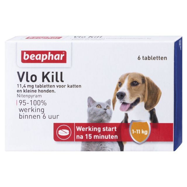 Beaphar Vlo Kill+ Hond & Kat Tot 11 kg – 6 Tabletten
