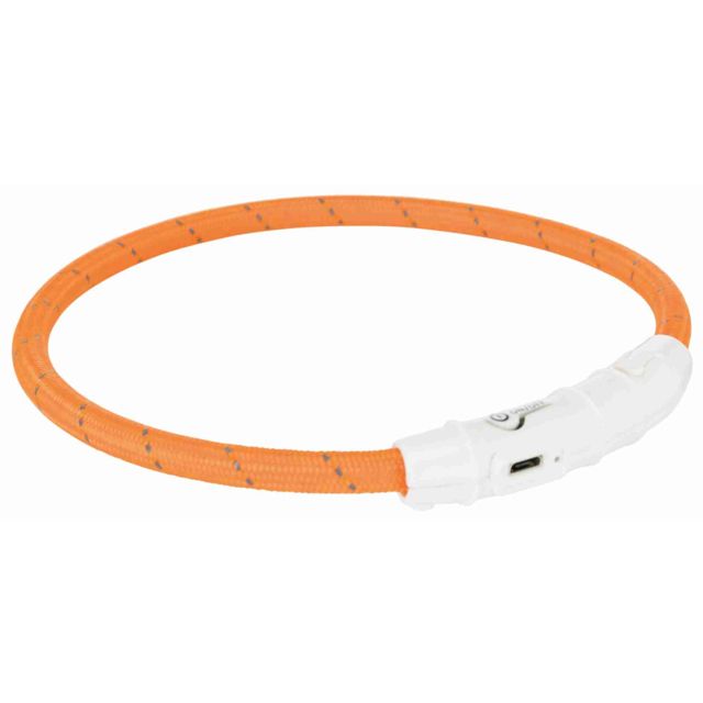 Trixie Flash Lichtring USB,  TPU/ Nylon  M-L  45cm / 7 mm  Oranje