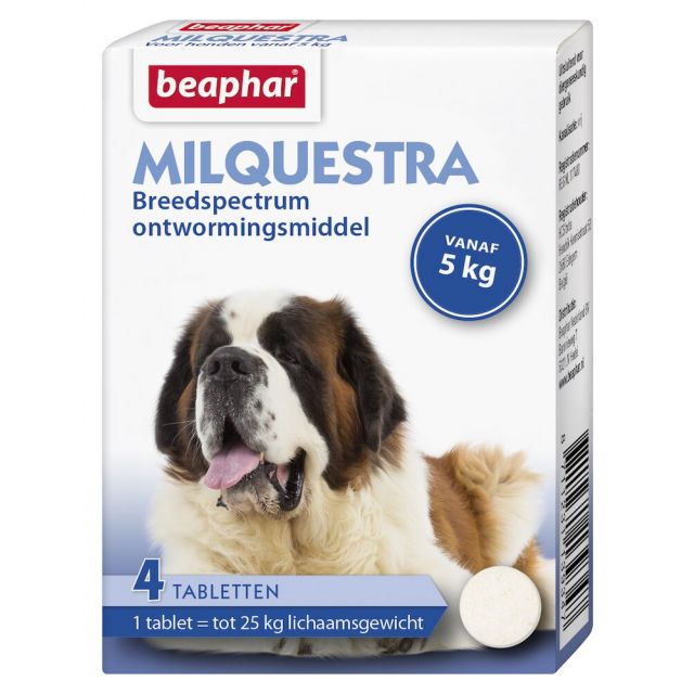 Beaphar Milquestra Hond 5-75 kg – 4 stuks  OP=Op