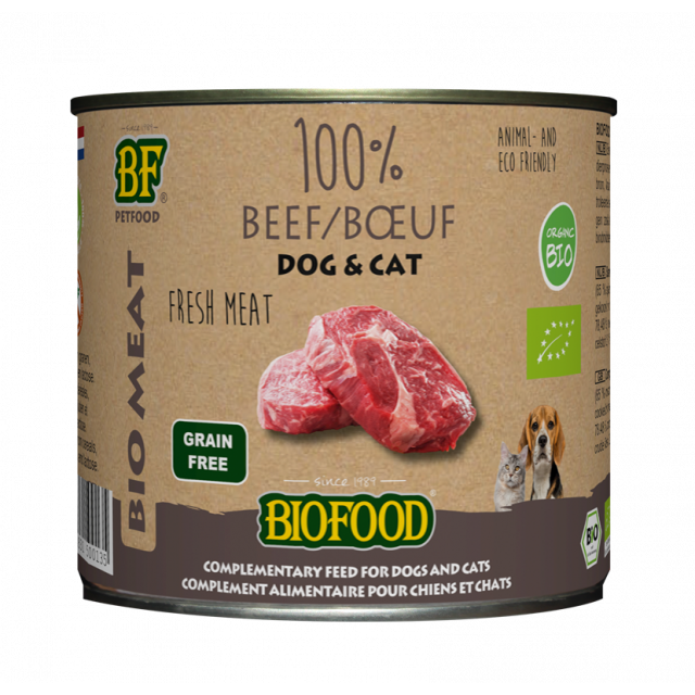 Biofood Organic 100% Rundvlees Hond/ kat -200 gram