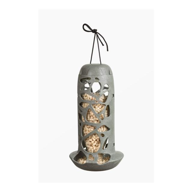 Tweetfeed Gercylclede Voersilo met Glazen Fles -13 x 13 x 25 cm #