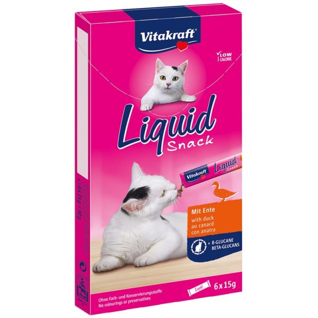 Vitakraft Cat Liquid Snack Eend & B-Glucaan - 6 St.