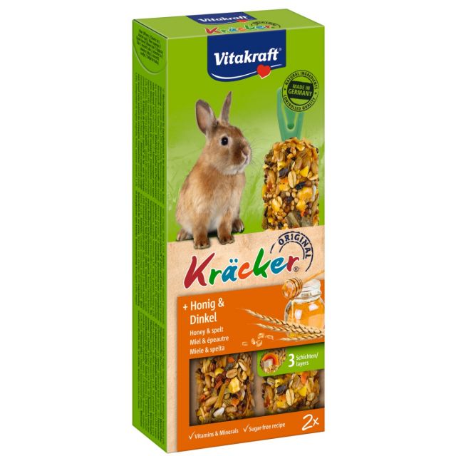 Vitakraft  Kracker Honing & Spelt Konijn - 2 in 1