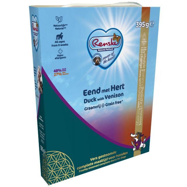 Renske Vers Vlees Hond Adult Graanvrij Eend & Hert -395 gram