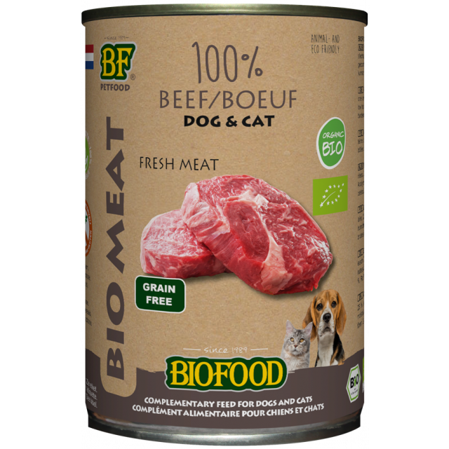 Biofood Organic 100% Rundvlees Hond/ kat -400 gram