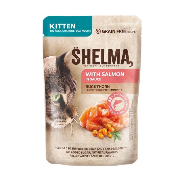Shelma Pouch Fillets Kittens Salmon/Buckthorn -85 gram