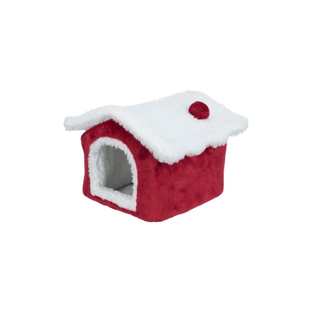 Xmas Trixie Cuddly Cave Degoe Rood/ Wit -23x24x18 cm