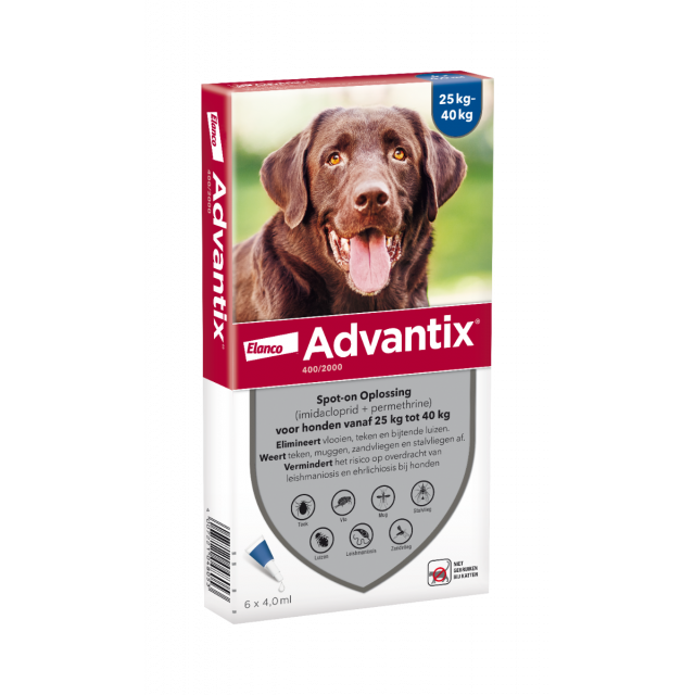 Advantix Hond 400 (hond tussen 25 en 40 kg) 6 Pipetten