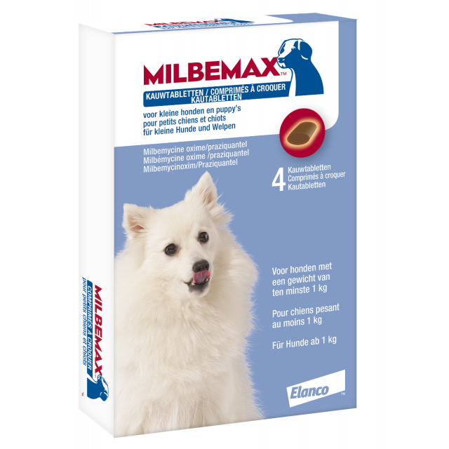 Milbemax Kauwtabletten Kleine Hond/ Pup (1-5 kg )- 4 tbl