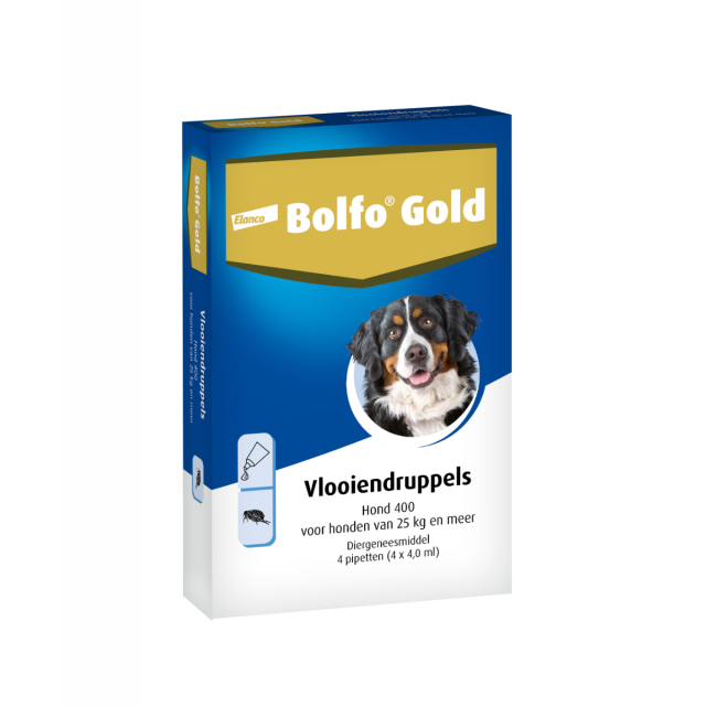 Bolfo Gold Hond 400 vanaf 25 kg Vlooiendruppels - 4 Pipetten