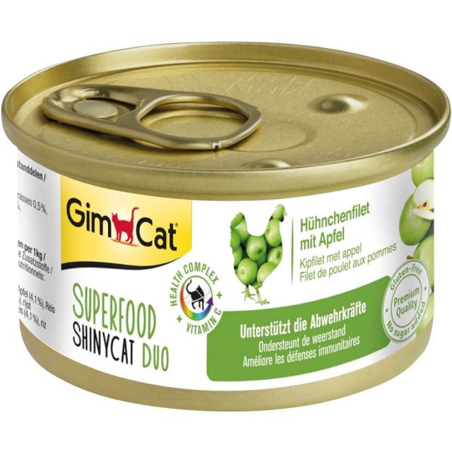 Gimcat Superfood Shinycat Duo Kipfilet & Appel  -70 Gr  (THT 07/24)OP=OP
