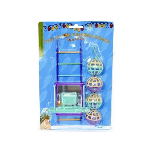 Happy Pet Bird Toy Mp Bal & Ladder & Perch - 22x10x4 cm