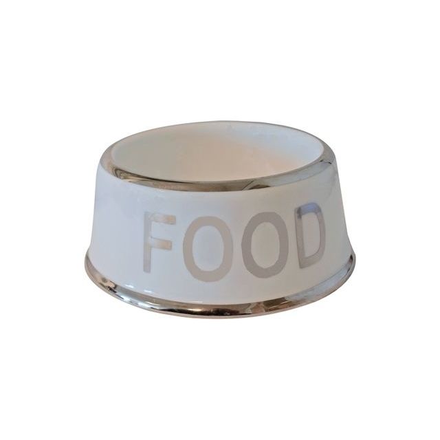 Voerbak Hond Food Wit & Zilver - 18 cm