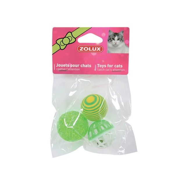 Zolux Kattenspeelgoed Ballen Groen -4 cm- 3 stuks
