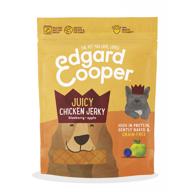 Edgard & Cooper Jerky Kip/Blauwe Bes/Appel 4x150 gram