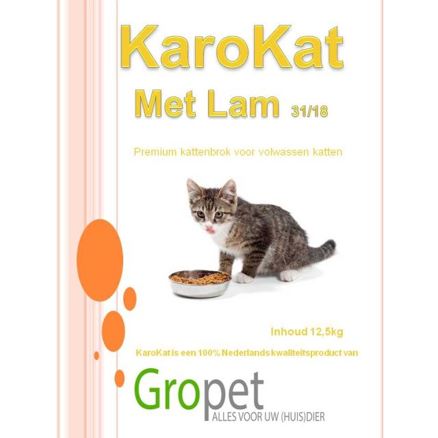 KaroKat Lam & Rijst Premium Kattenbrok -12.5 kg