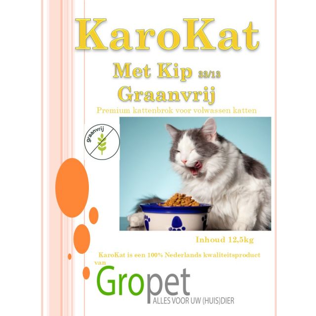 KaroKat Kip & Rijst -Graanvrij - Premium Kattenbrok -800 gram