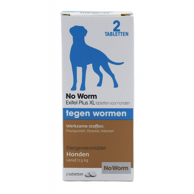 No Worm Exitel Plus XL Hond >17.5 kg -2 tbl