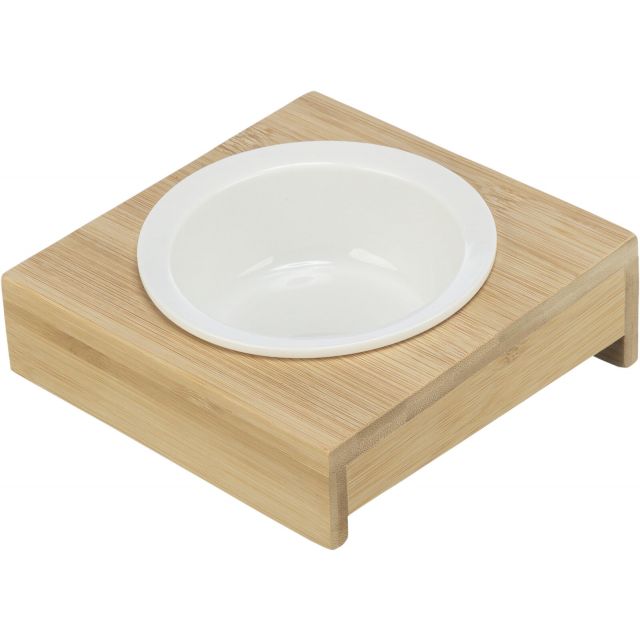 Trixie Voer/Waterbak met Houder Keramiek/bamboe -0,25 l/ø 12 cm/15 × 5 × 15 cm