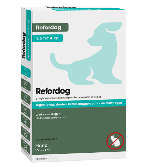 Tick Off Refordog spot-On 40mg hond 1,5kg tot 4kg- 3st + Gratis Tekenhaak
