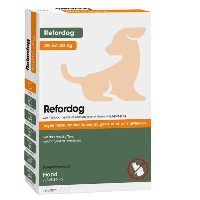 Tick Off Refordog spot-On 400mg hond 25kg tot 40kg -3st + Gratis Tekenhaak