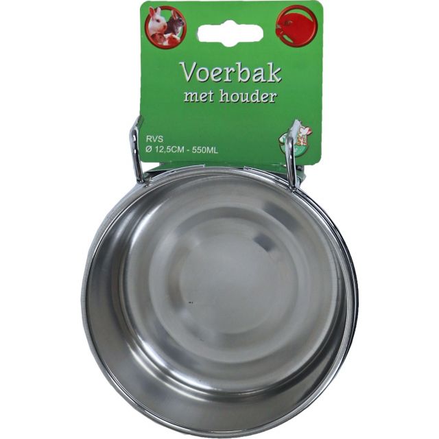 Boon RVS Voerbak met Houder Universeel - 12 cm/ 550 ml