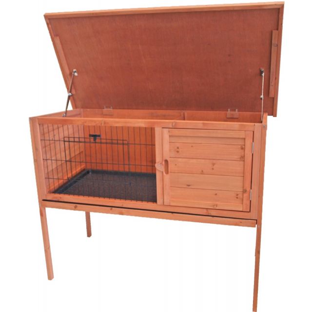Boon Konijnenhok Bouwpakket Met lade  & opklapbaar dak Bruin - 117x61x92 cm    