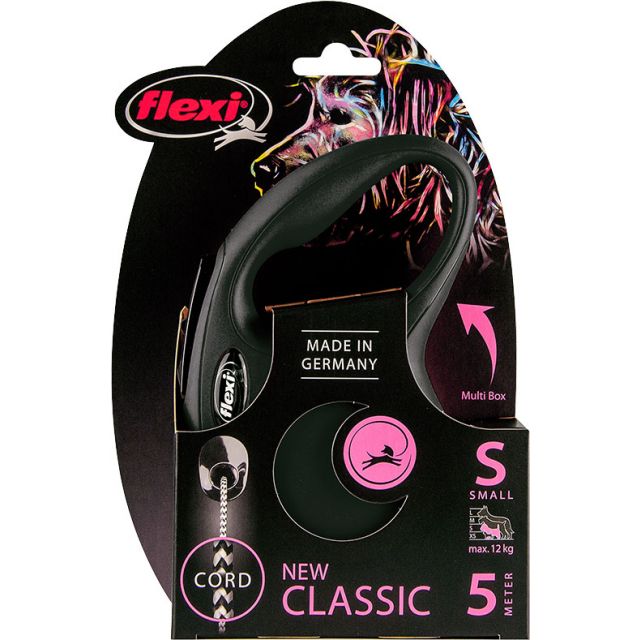 Flexi Rollijn CLASSIC Cord Small Zwart -5  meter