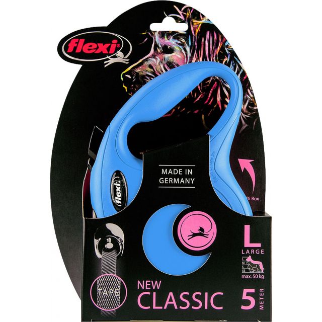 Flexi Rollijn CLASSIC Tape Blauw L -5 mtr