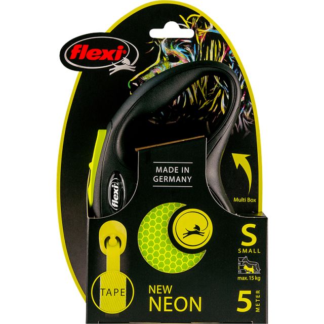 Flexi Rollijn NEW NEON Tape Small Geel -5 meter