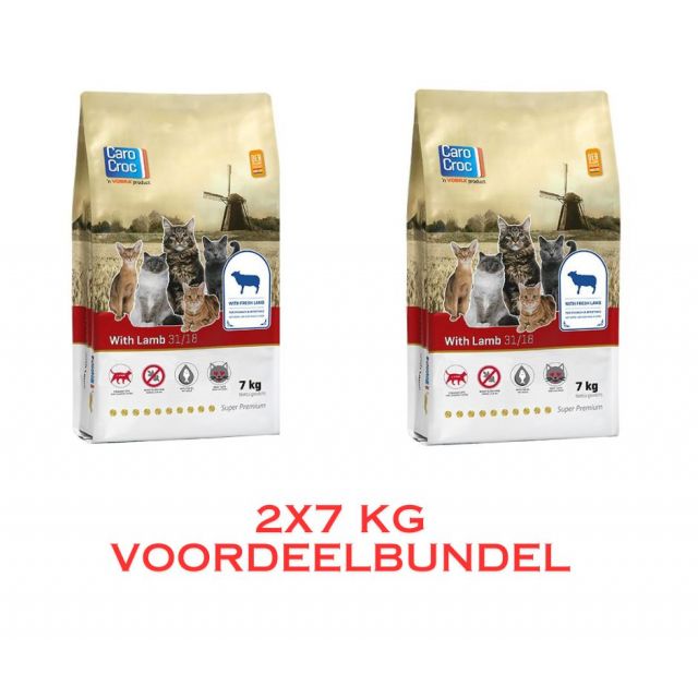 CaroCroc Kat met Lam 31/18 - 14 kg  (Bundel 2x7 kg)