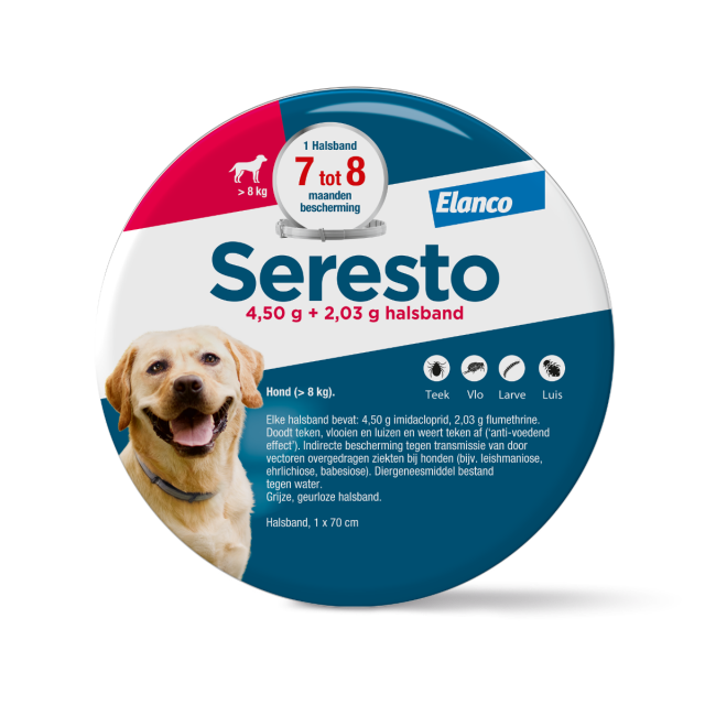Seresto voor Grote Honden (>8 kg) Vlooien-Tekenband (- 70 cm)  
