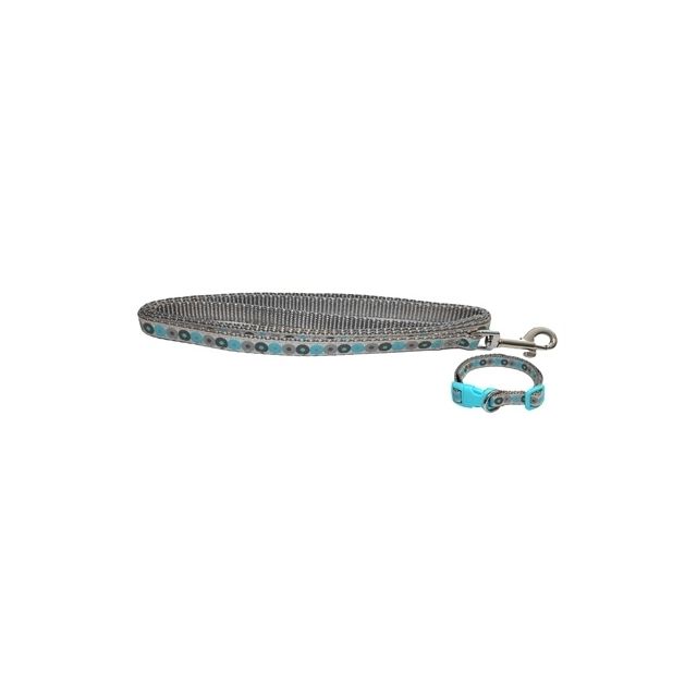 Little Rascals Puppy Halsband met Lijn Blauw - 22,5-36 cm