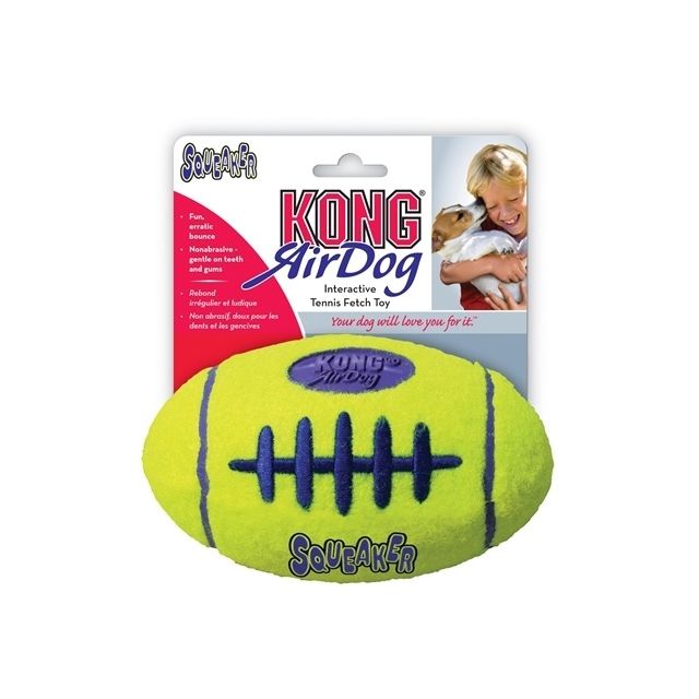 KONG Air Squeaker Football Geel Medium - 13x8 cm