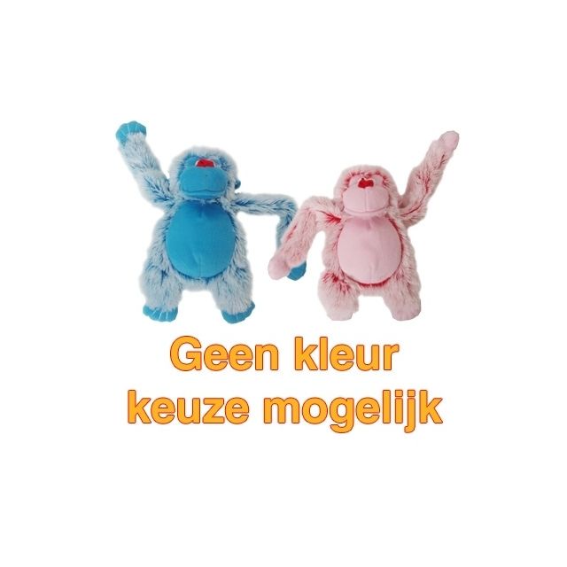 Harige Aap Roze & Blauw - 22 cm